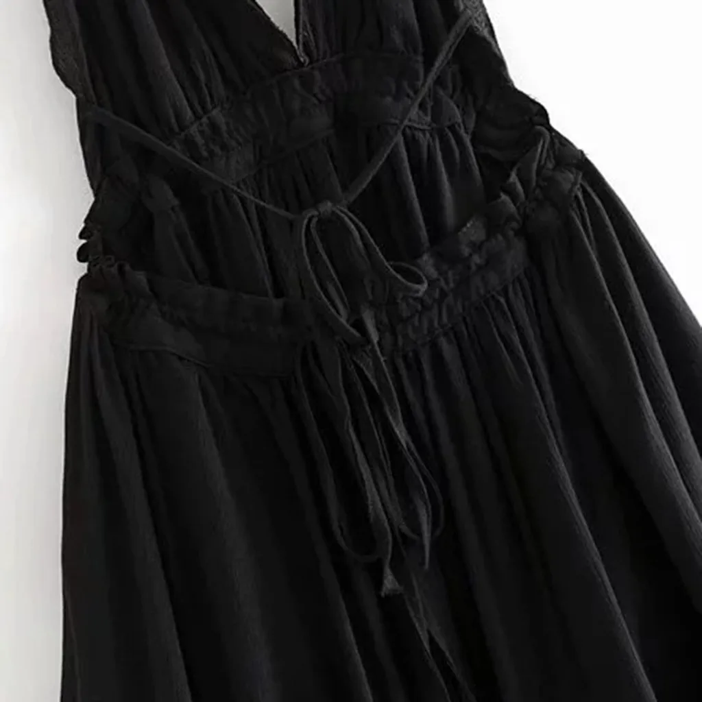 Женское богемное кружевное платье комбинированное вязаное мини без рукавов с