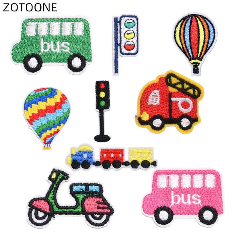 

ZOTOONE Cartoon Car Patches Iron on Semaphore Badge DIY Embroidery Patches for Clothing Sewing Balloon Stickers Cloth Applique H