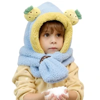 winter children hat kids fleece scarf windproof thicken cap full cover earflap hood cap neck warmer scarf baby toddler snow hat