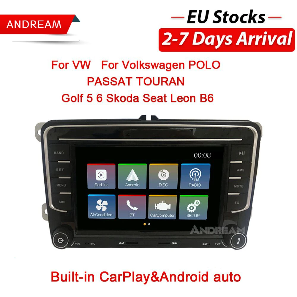 Встроенный Android Auto и Carplay 7 дюймов автомобиля радио для VW Skoda Fabia Jetta Sharan мультивена