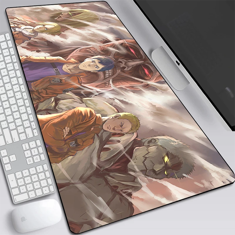 attack on titan anime xxl gaming padmouse large lock edge mouse pad computer mousepad 90x40cm gamer laptop keyboard mouse mats free global shipping