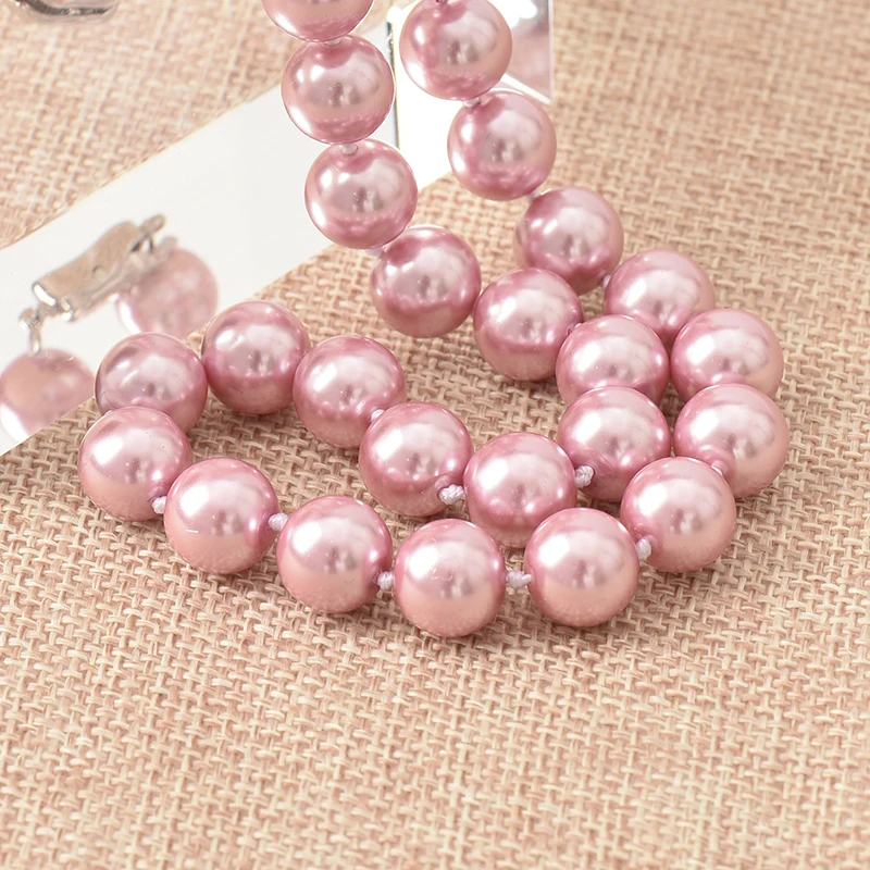 Pretty 10mm Size For Pink Pearls Necklace Jewelry Making Handmade Diy Imitation 18inch Statement Women H848 | Украшения и