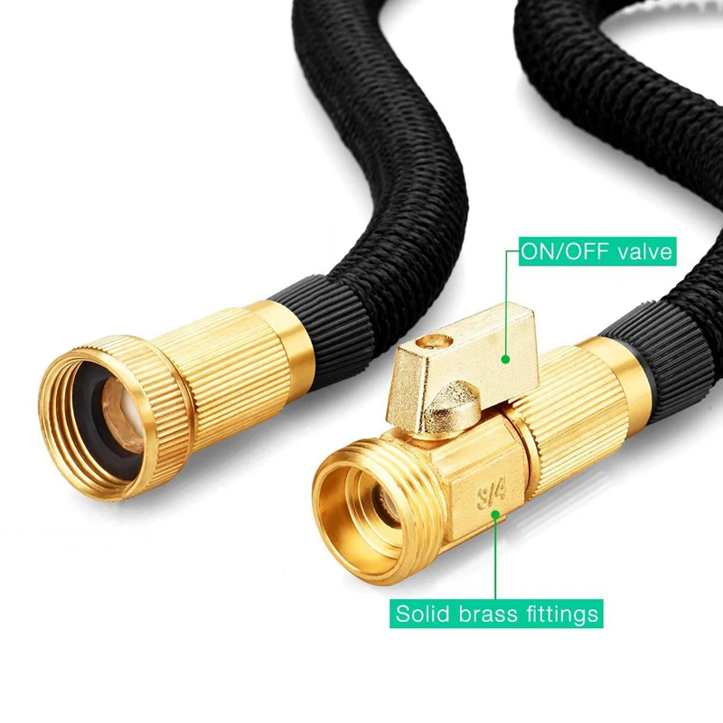 

50Ft Garden Hose Expandable Water Hose Latex Core 3/4 Inch Brass Fittings Flexible Expanding Hose