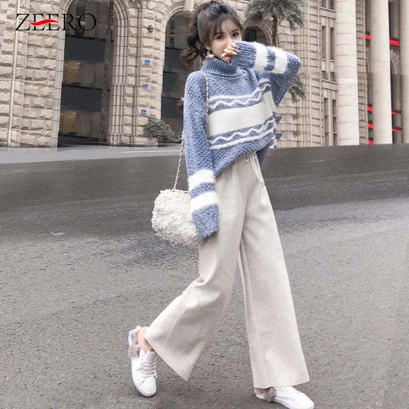 Женский трикотажный спортивный костюм комплект из двух предметов свитер в