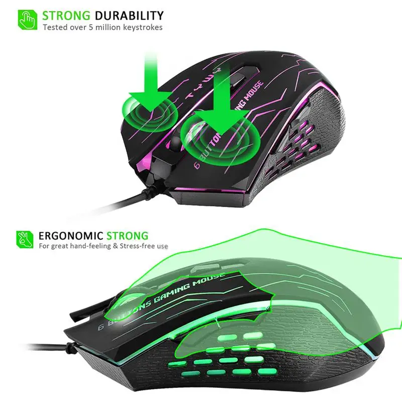 

Profession Wired Gaming Mouse 6 Button 3200 DPI LED Optical USB Computer Mouse Gamer Mice Game Mouse Silent Mouse For PC laptop