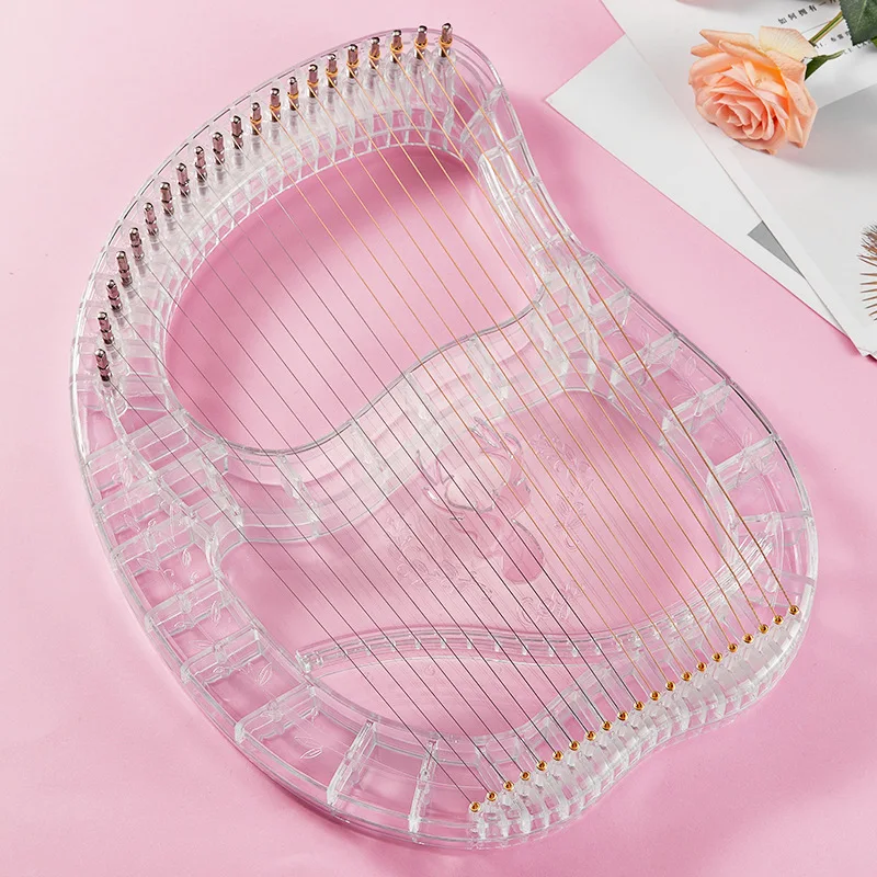 

Transparent Lyre Harp Creative Portable 21 Strings ABS Material Stage Performance Musical Instruments for Beginners Gifts 2021