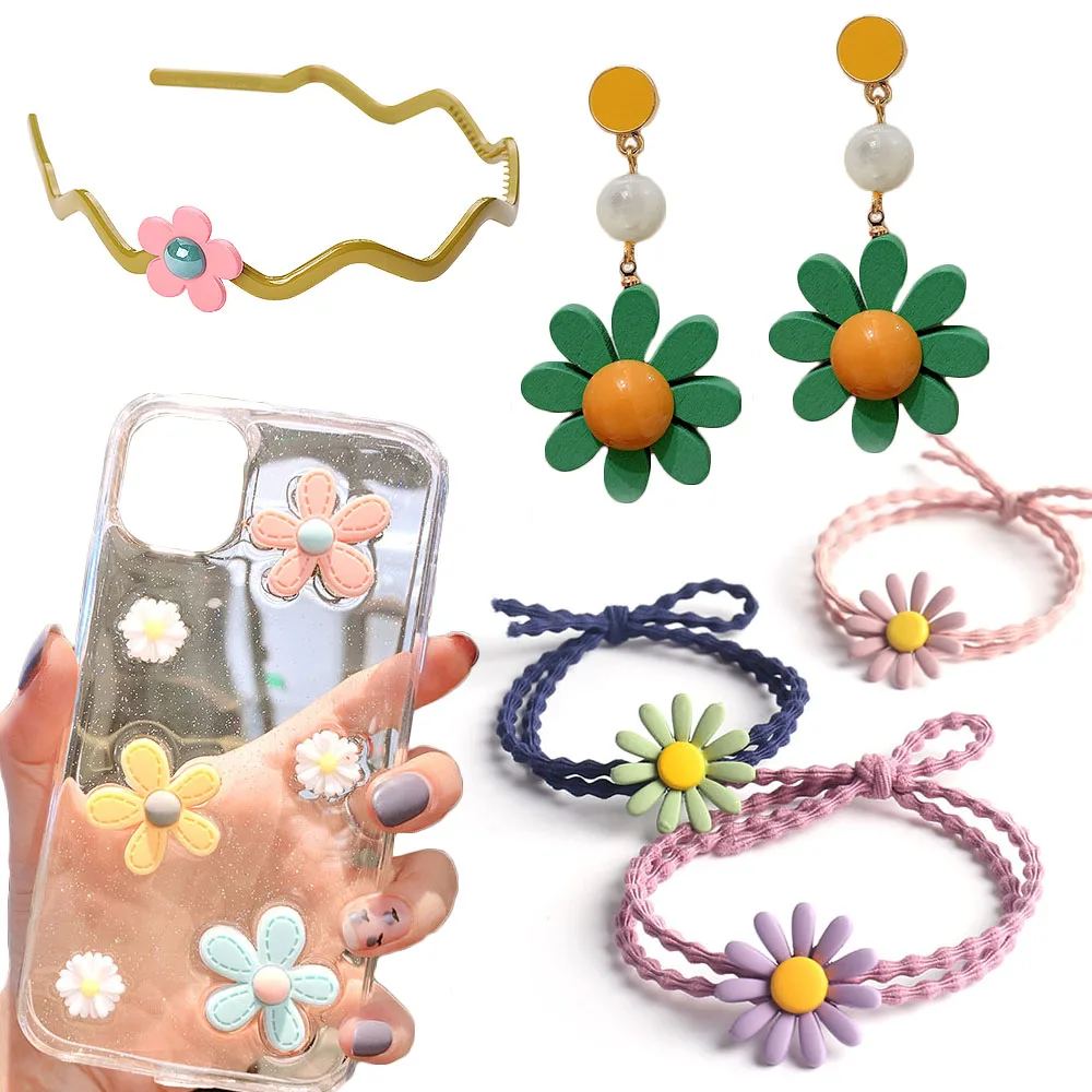 20 шт. разноцветные кабошоны в форме цветка маргаритки с плоской задней