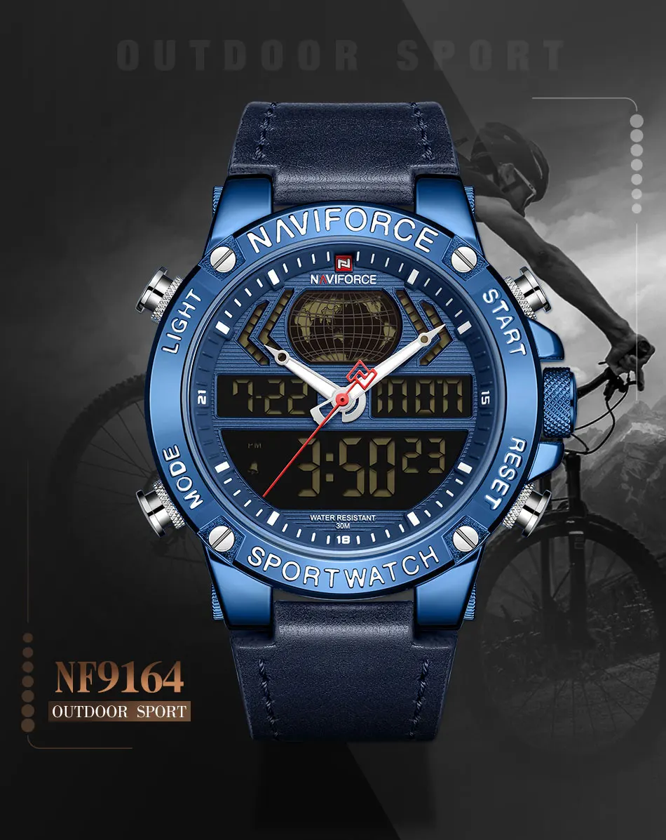 NAVIFORCE мужские часы Топ люксовый бренд спортивные цифровые наручные часы водонепроницаемые с двойным дисплеем военные мужские часы Relogio Masculino