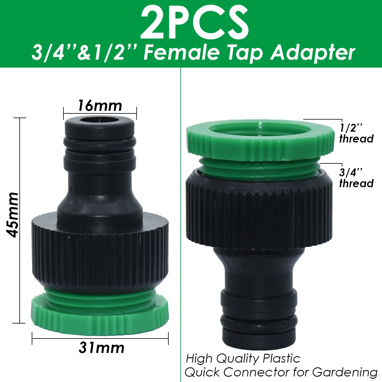 SPRYCLE Garden Quick Connector Tap 1/2" 3/4" Male Female Thread Nipple Joint 1/4" Hose Repair Irrigation Water Splitters Tools