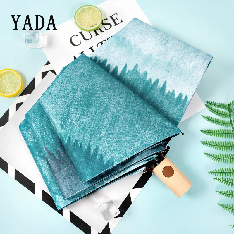 

YADA высококачественные зонты с рисунком лесного дерева дождевой Солнечный автоматический зонт для женщин ветрозащитные складные зонты YS888