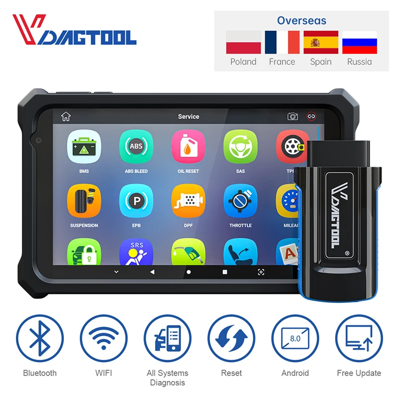

VDIAGTOOL VD900 Automative Full System Diagnosis Scanner Bluetooth-compatible BMS ABS SAS EPB DPF Reset Code Reader Free Update