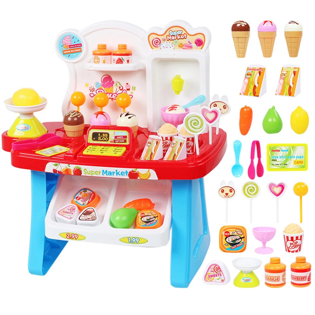 34 шт./компл. детская мини Superarket Playset притворяться торговый рынок Играть Стенд