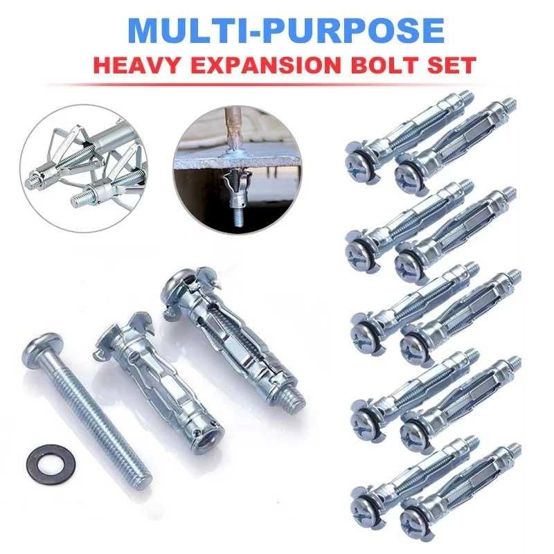 42PCS Hollow Wall Anchors Metal Cavity Plasterboard Plug Fixing Screw Riveter Nail Hand Tools Heavy Expansion Bolt Set |