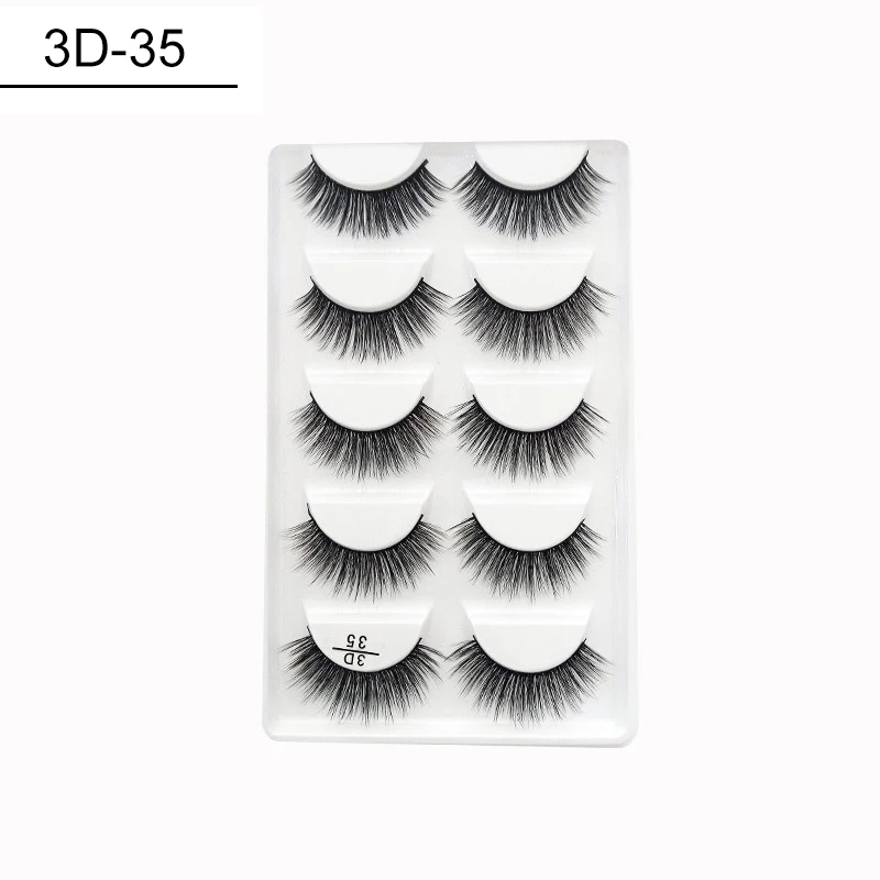 5 Pairs/Box 3D Mink Lashes Natural Thick Fake Eyelashes Volume Artificial Extensions Tools False Makeup | Красота и здоровье