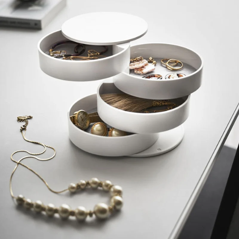 4 цвета ABS слоя коробка для хранения ювелирных изделий вращающаяся спальня