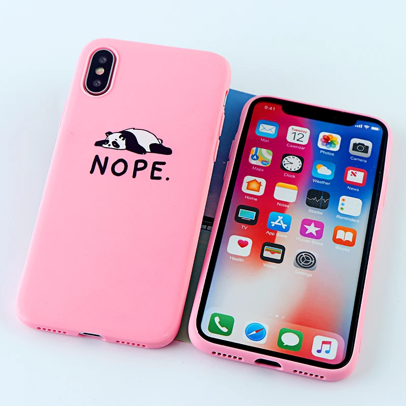 8632-pink Забавные чехлы для телефонов с пандой для iPhone X XS MAX XR 8 7 6 s Plus, мягкие силиконовые облегающие накладки на заднюю панель - Цвет: 8632-pink