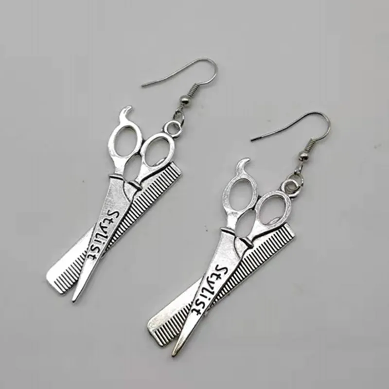 Расческа ручной работы ножницы фен подвески женские серьги вечерние | Украшения
