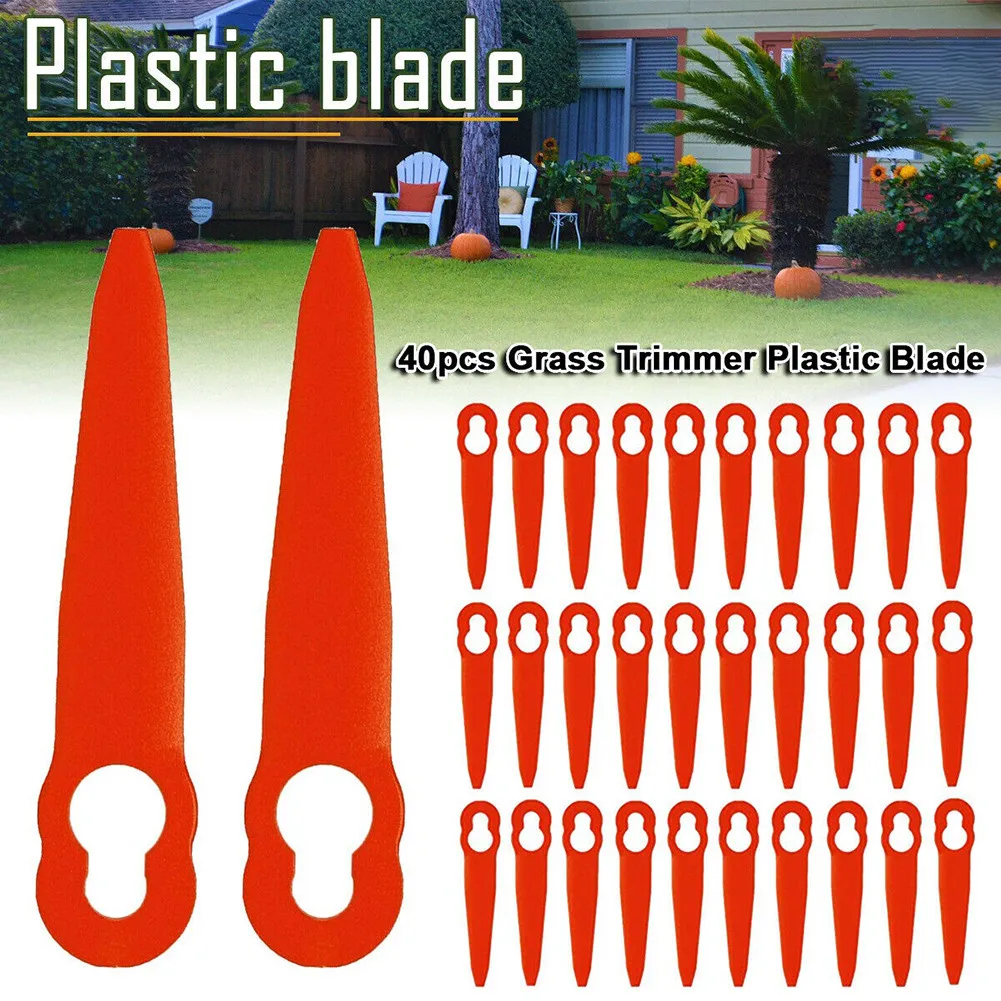 

40PCS Grass Trimmer Blade Plastic 83*20mm Red For STIHL PolyCut 2-2 Cordless Strimmer Replace Garden Power Tool Accessories