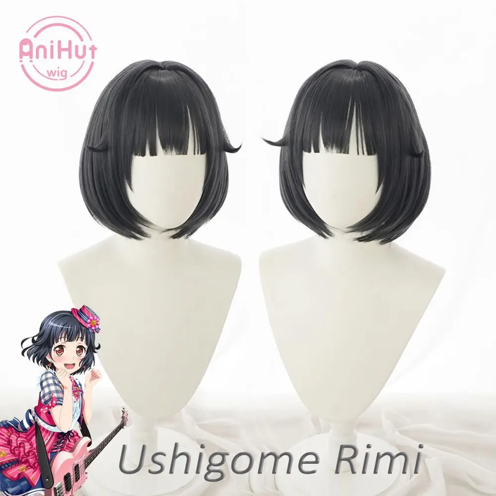 [Anihut】ushigome Rimi парик челка мечта! Poppin'Party косплей синтетический женский черный
