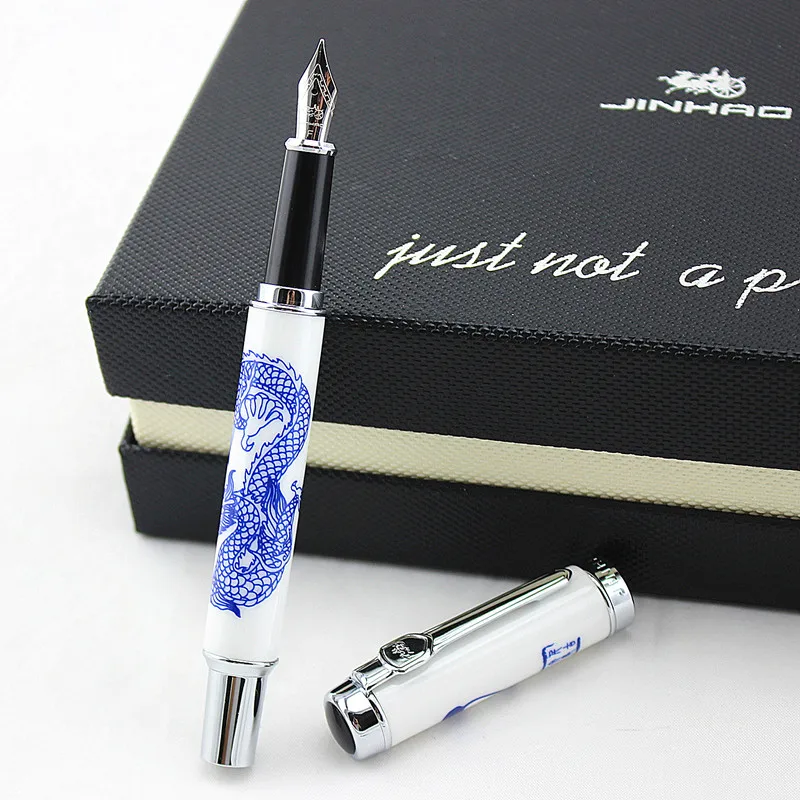 Изысканный Синий мужской ремень с бляшкой драконом керамики Jinhao 950 авторучка 0,5 мм перо подписания ручек молочного цвета канцелярские принадлежности