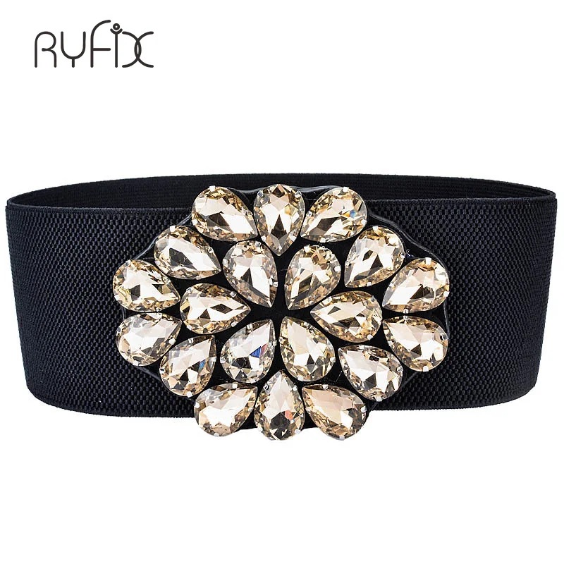 Rhinestone Elegant Ladies Belt Western Fashion Crystal Woman Wide Waist Shaped Elastic Belt Girdle For Skirt Dress Waist  BL231