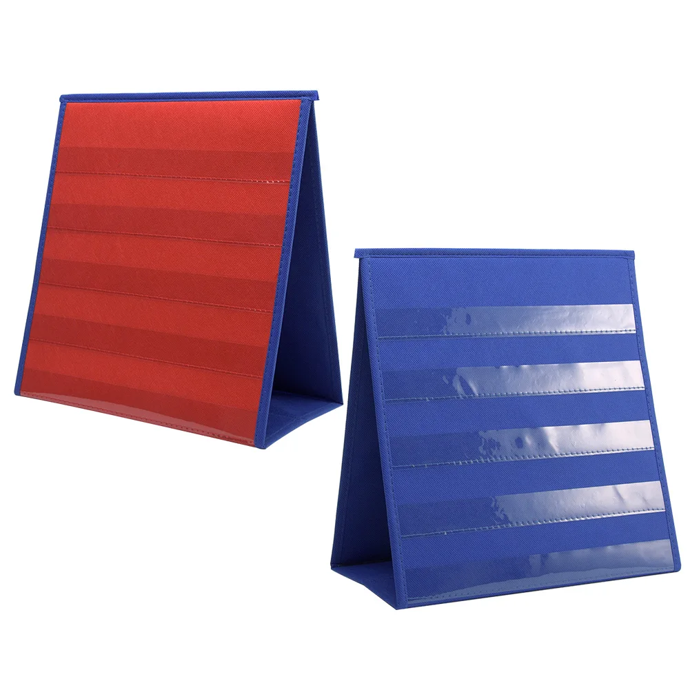 

Funny Home Classroom Desk Pocket Chart Portable 5 Slots Student Folding Self Standing Double Sided Study Two Tone Number Display