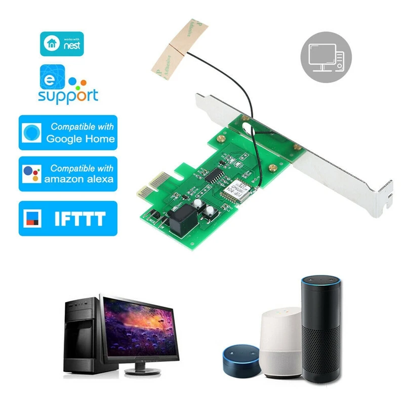 

WiFi Smart Relay Module Mini PCI-E Desktop PC Voice Remote Control Card Turn On/OFF Boot Card Work with Alexa Google Home IFTTT