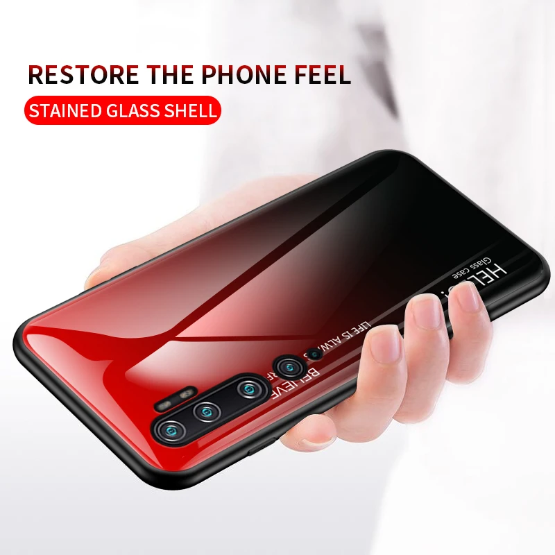 For xiaomi mi cc9 pro Case Shockproof Back Cover Gradient Tempered Glass for Xiaomi Mi Note 10 Global Pro case |