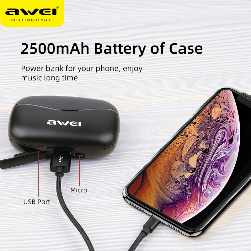 Awei T19 Handfree Bluetooth наушники гарнитура настоящие беспроводные TWS 5 0 для телефона
