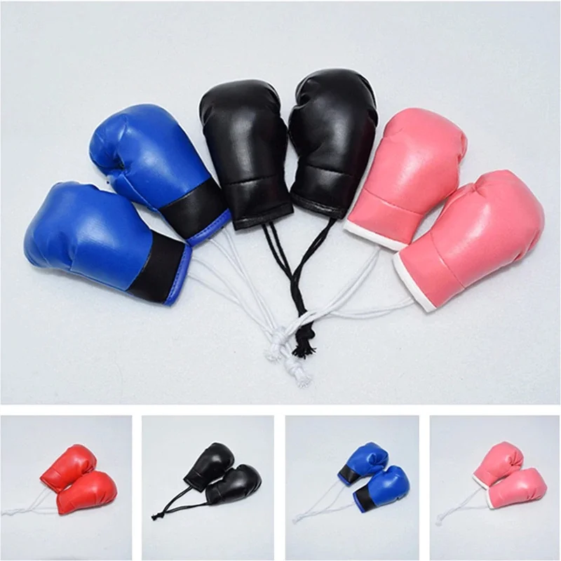 

Pink Car Accessories Interiors A Pair of Car Boxing Gloves Hanging Mirror Leather Pendant Car Decoration DIY Cool Jewelry Key