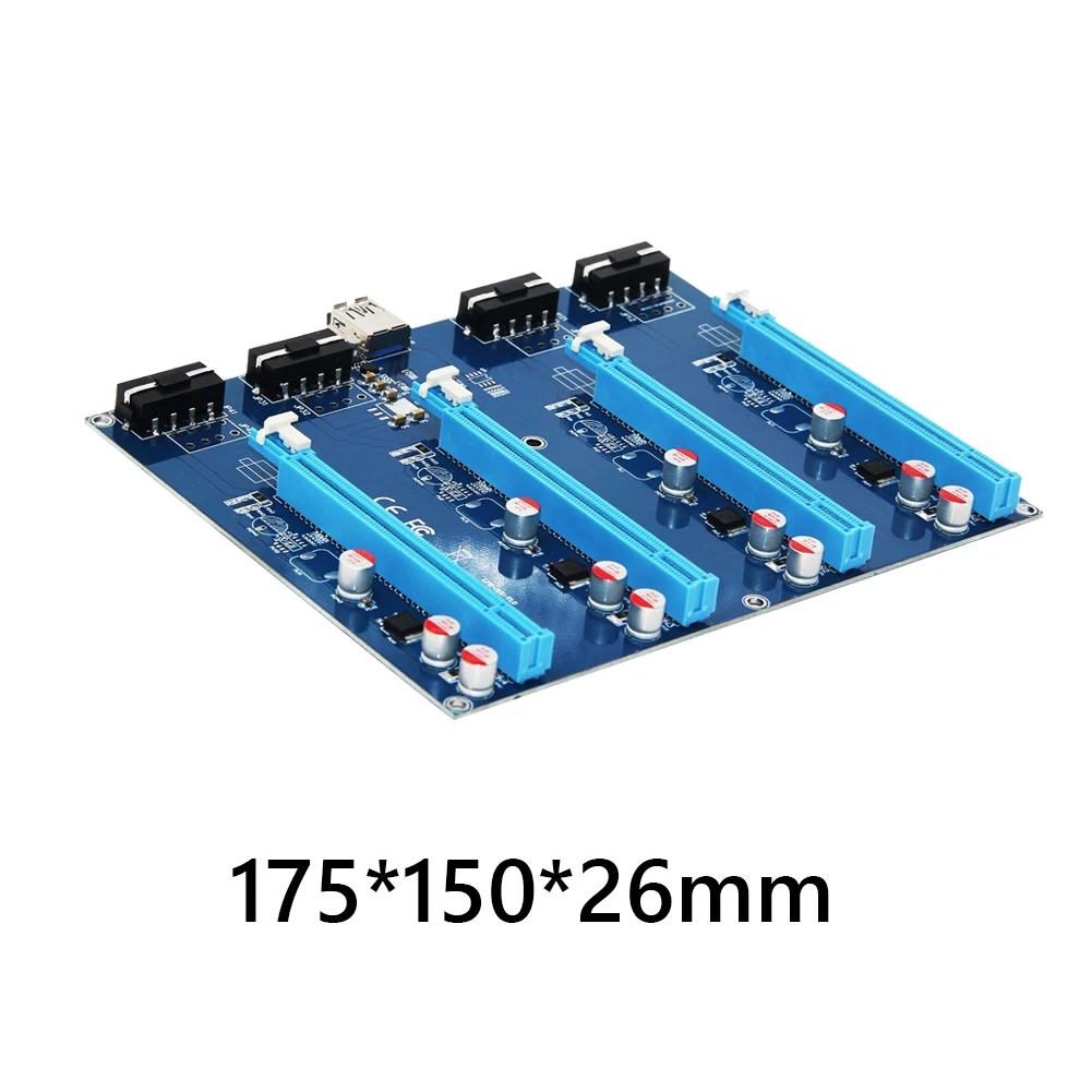 

PCIe 1X to 4 PCIe 16X Adapter Docking Station 4 PCI Express Riser Card Extender Lifter For BTC ETH LTC Cryptocurrency Mining