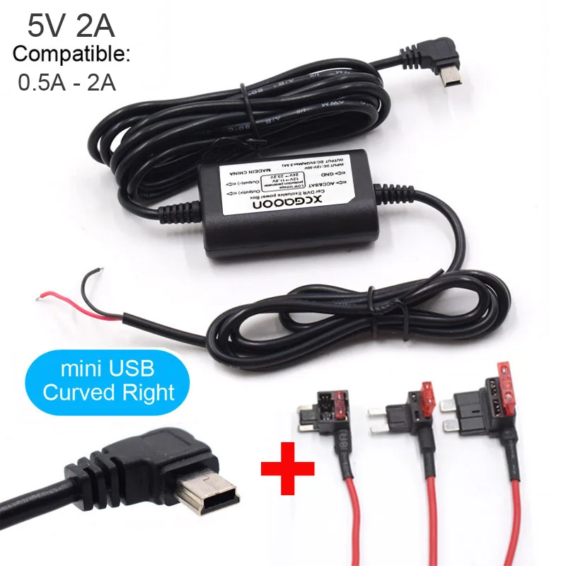 

Автомобильный жесткий кабель для зарядки с Mini Micro Type-C USB DC 12 В до 5 В 2 А 3,1 м Автоматическая зарядка для видеокамеры Dash Cam Автомобильный видеорегистратор