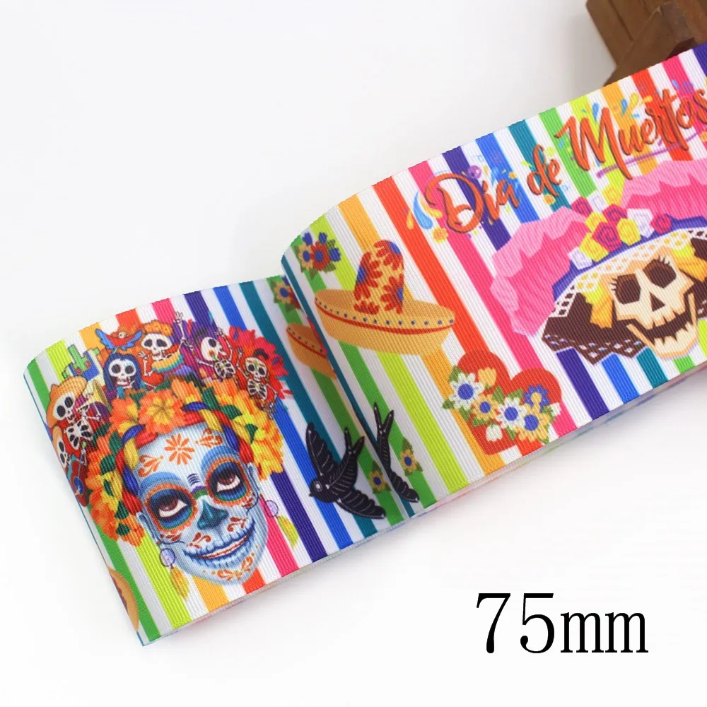 I-19825-1989 3 '❵ мм 5 ярдов Хэллоуин фестиваль Таро печатных grosgrain ленты лук кепки