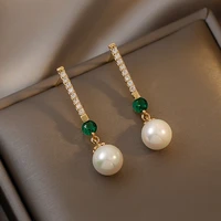 delicate zircon pearl earrings 2021 new design simple fashion jewelry long earring bijoux