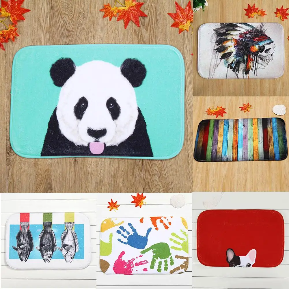 Разноцветный Противоскользящий дверной коврик с принтом животных искусственный