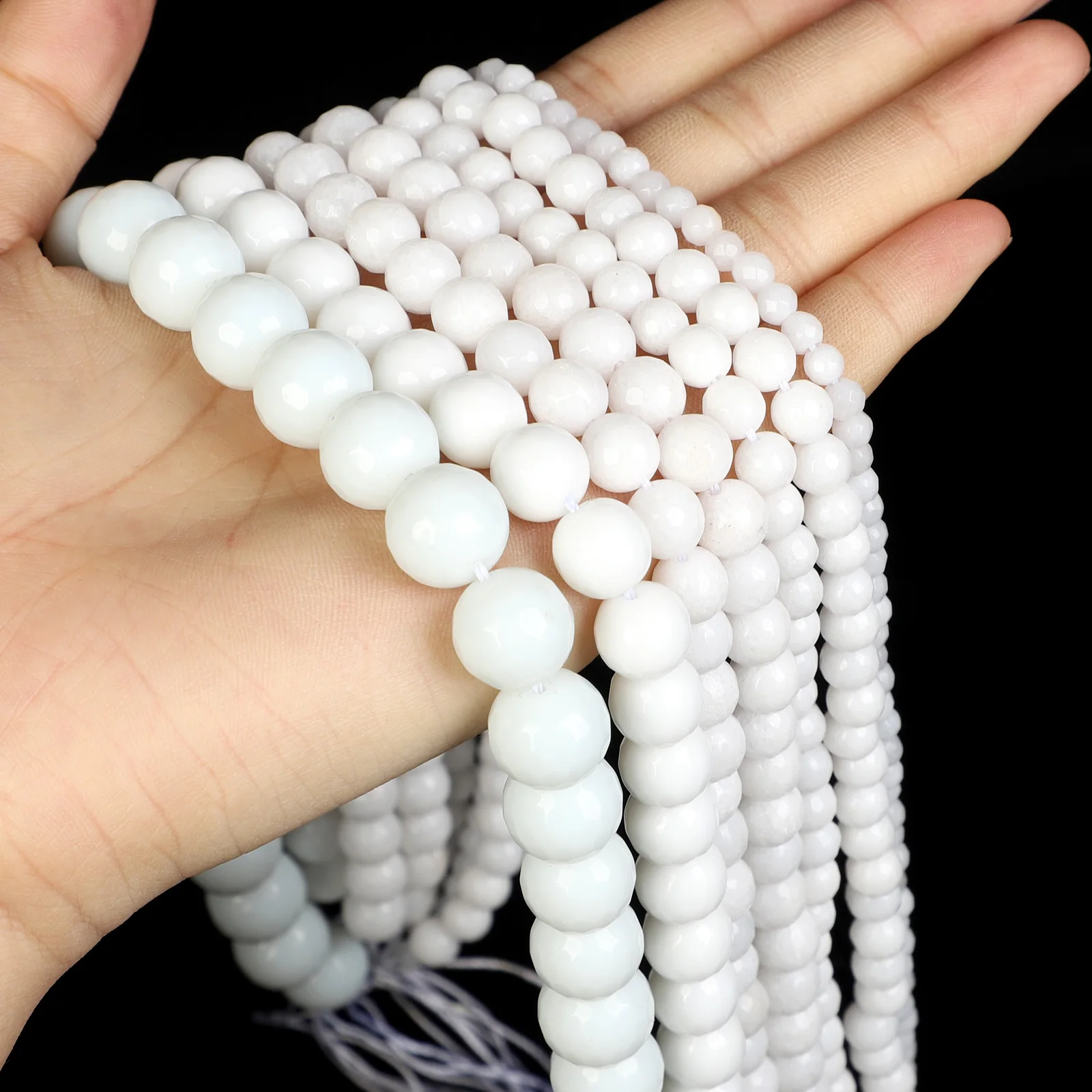 15 &quotкруглый белый ограненный натуральный камень керамические бусины россыпью