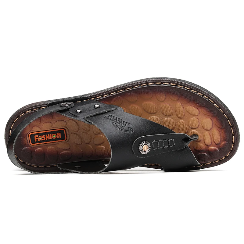 Мужские кожаные шлепанцы пляжные сандалии повседневная обувь Мокасины летние 38