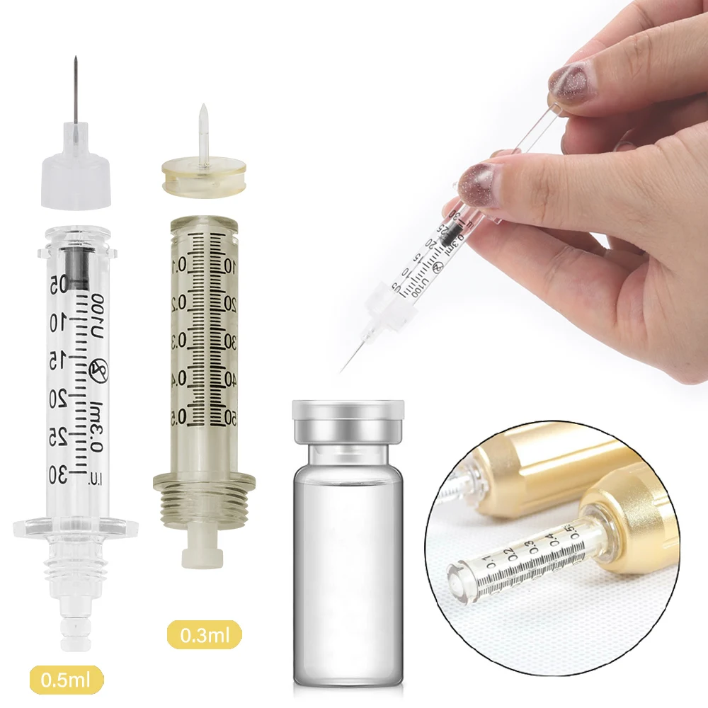 

0.5ml/0.3ml Disposable Syringe Ampoule Head Needles Independent Sterile Package No Needle Lip Filler Syringes for Hyaluron Pen