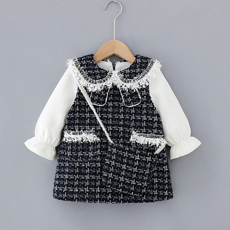

Spring Sweet Dresses for Girls Kids Princess Bow Dress Baby Kids Dress Baby Clothes Long Sleeve Dresses Above Knee, Mini Cotton