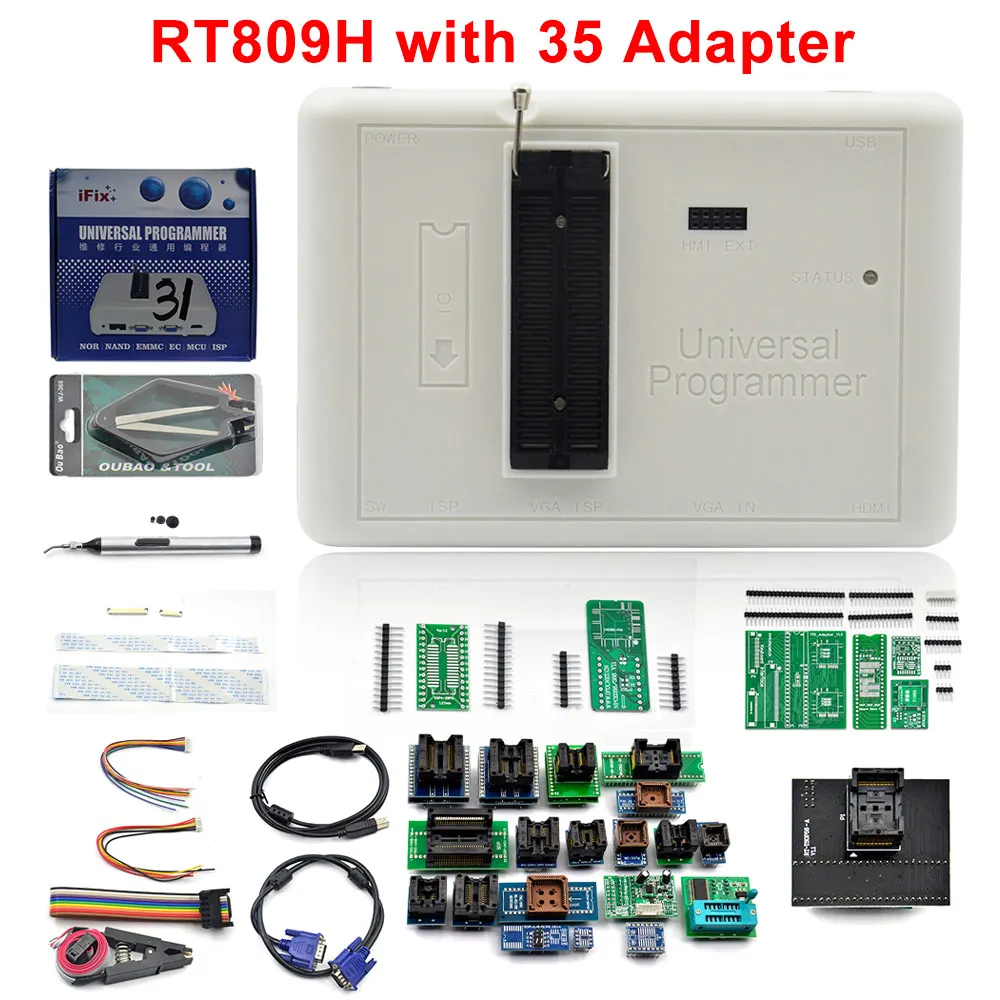 Original Upmely RT809H Universal Programmer EMMC-Nand FLASH +36 Chips +TSOP56 BGA48 Base EDID Cable VGA Adapter | Компьютеры и офис