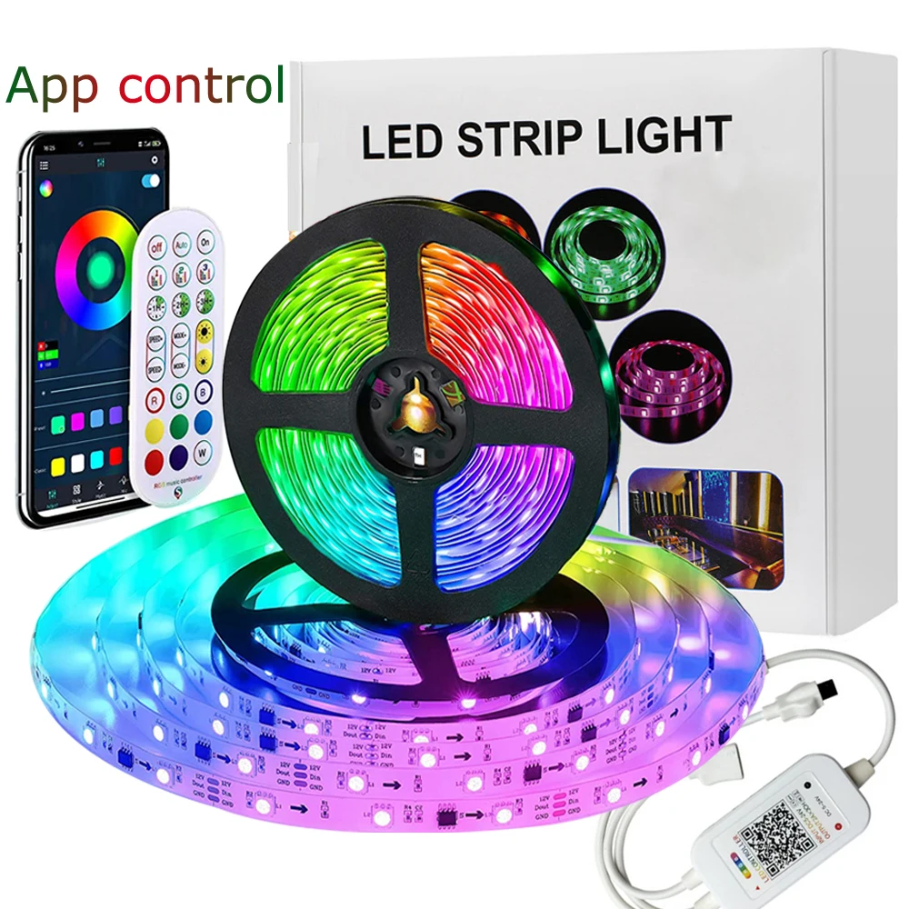 Светодиодные ленты светильник s Bluetooth App RGB Мечта Цвет адресуемых 1903 IC
