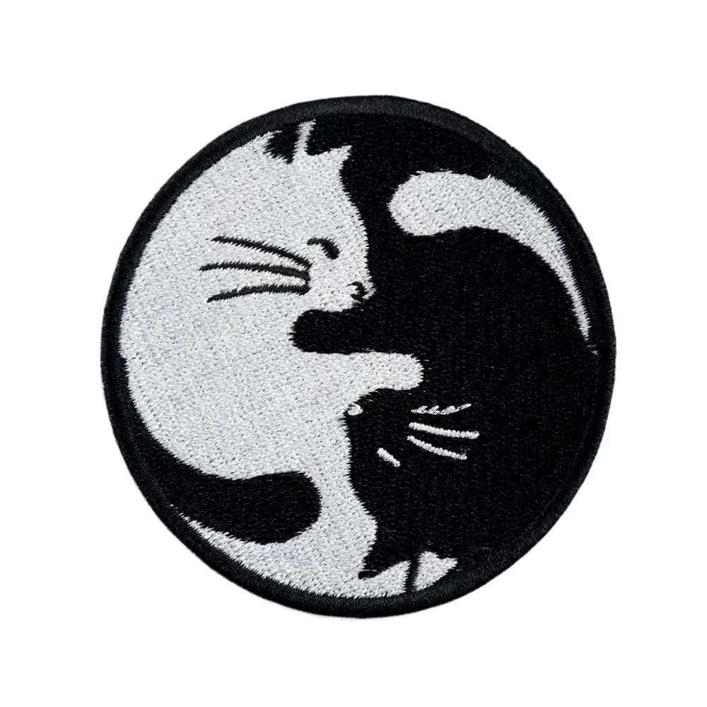 YinYang с символами кошек эмблема вышивка мультфильм термоклейкая нашивка для