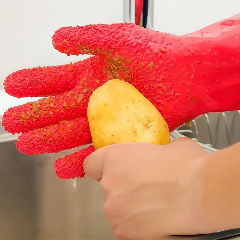 

Peeled Potato Cleaning Gloves kitchen Vegetables Rub Fruit skin Scraping Fish Scales Non-slip Household Glove Kitchen Accessorie