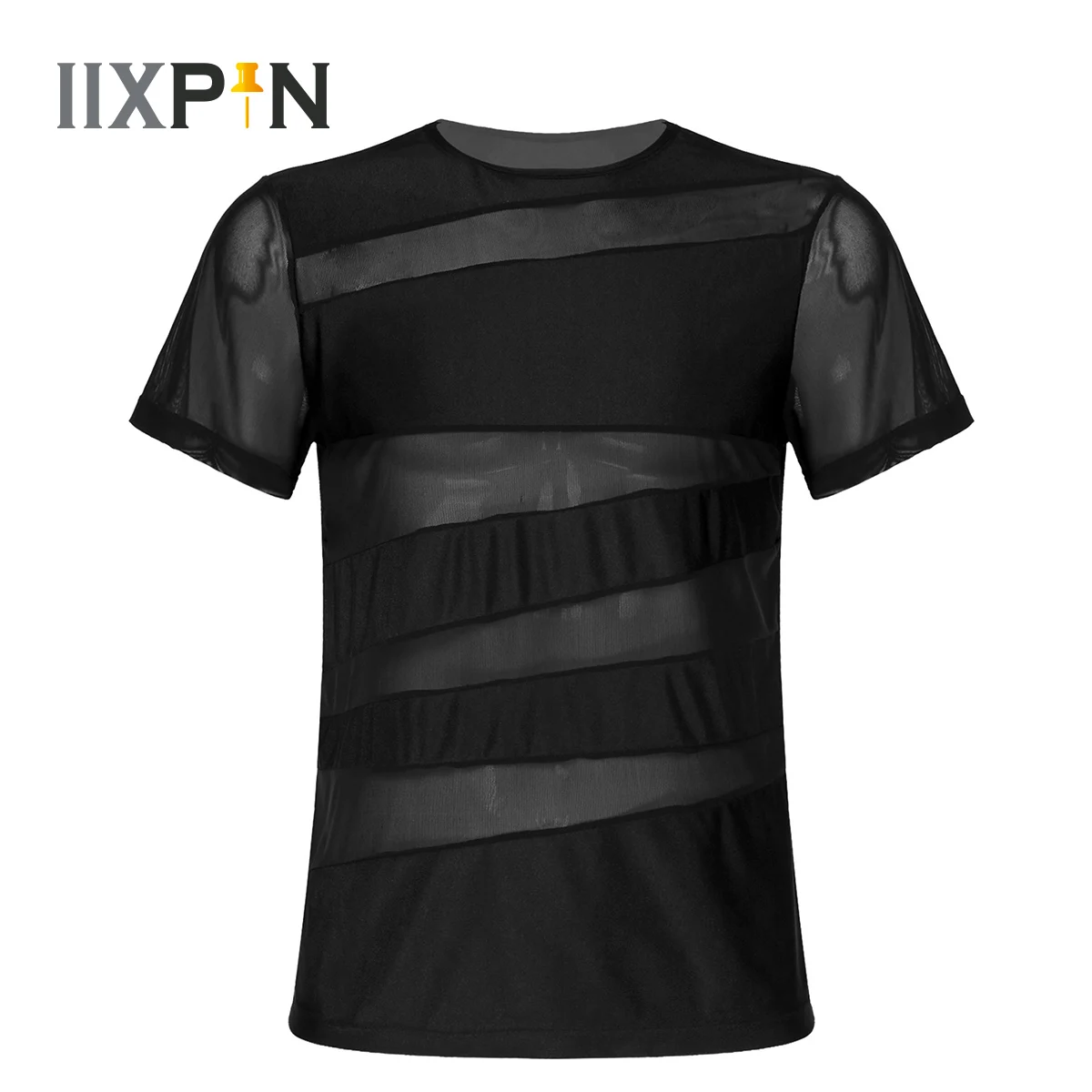 

Мужская Прозрачная Футболка, Спортивная облегающая футболка для тренировок в тренажерном зале, мужские сетчатые лоскутные футболки для но...