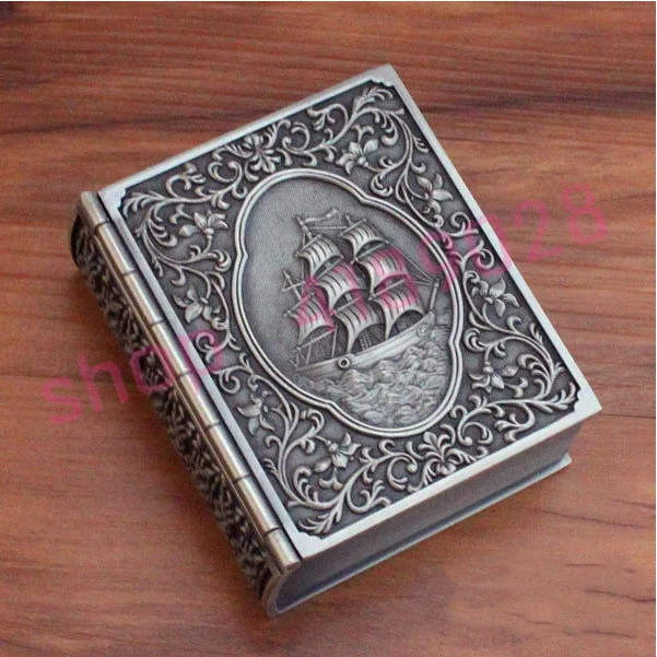 

Европейский стиль, резной пиратский корабль, коробка для драгоценностей в форме книги, коробка для хранения, изысканные поделки, украшение ...