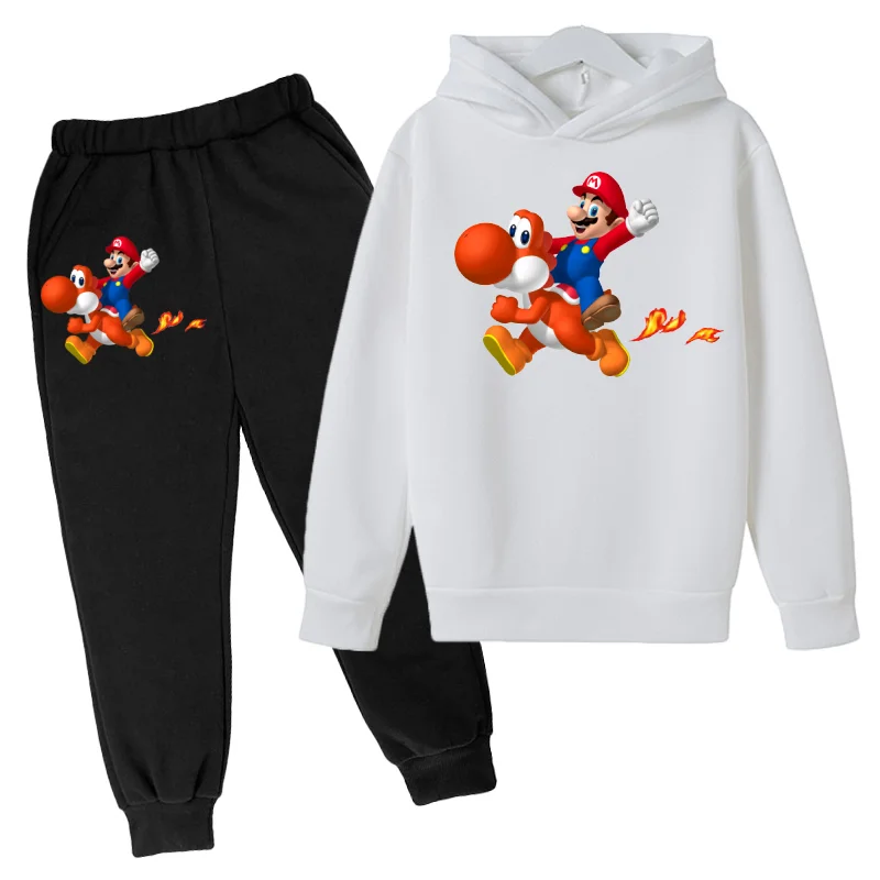 

Cute Mario Printing Hoodie Suit Cotton Kids Top+Pant 2Piece Children Clothing Set 4-14Y Fashion Suitable For Girls Boys Clothes