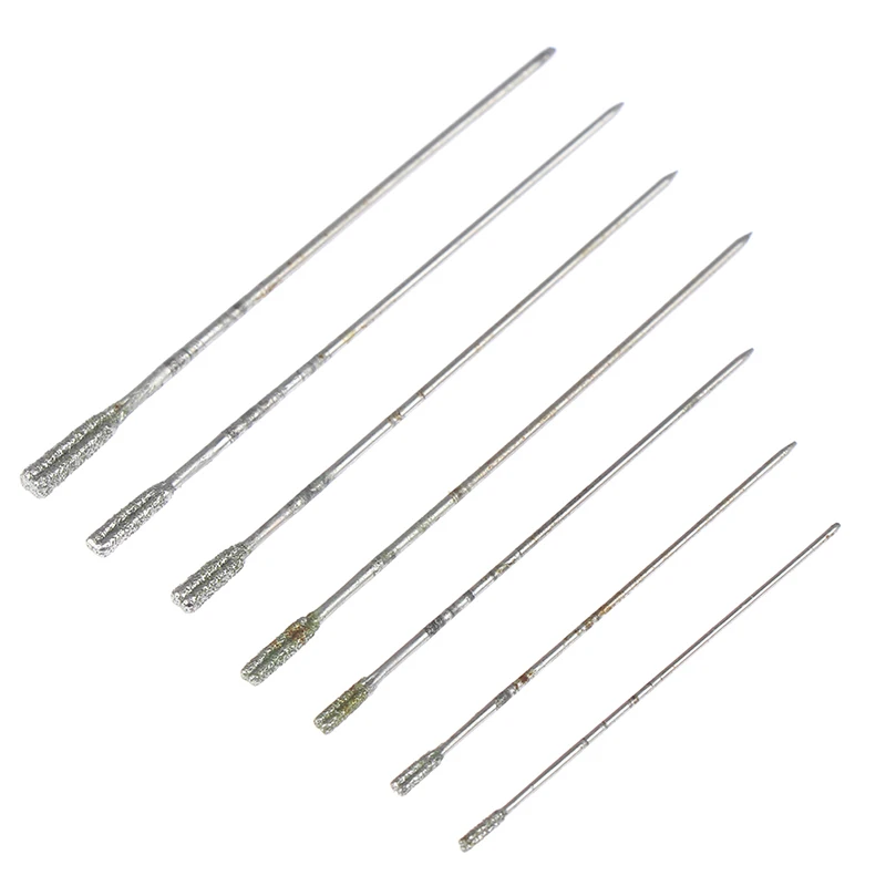

6Pcs/Lot 1.0~2.3mm Ceramic Glass Diamond Coated Drill Bits Solid Needle For Jewelry Agate Hole Jade Amber Stone Power Tools