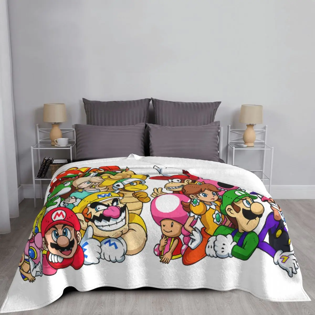 Одеяло в стиле Super Mario Фланелевое всесезонное дышащее легкое тонкое покрывало для