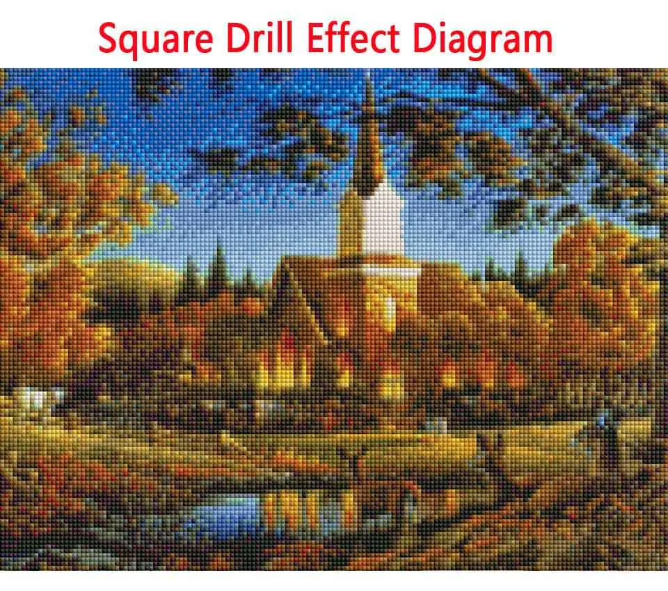 5d DIY Diamond Painting Full Square Round Idyllic Villa Building Rhinestone Embroidery Craft Home Decoration Set | Дом и сад