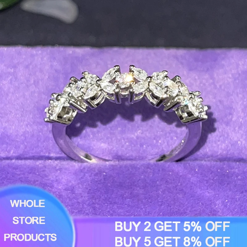 

YANHUI Luxury Micro Paved Flower Cubic Zirconia Promise Love Rings for Women Engagement Wedding Jewelry Hot Sale Drop Ship Ring